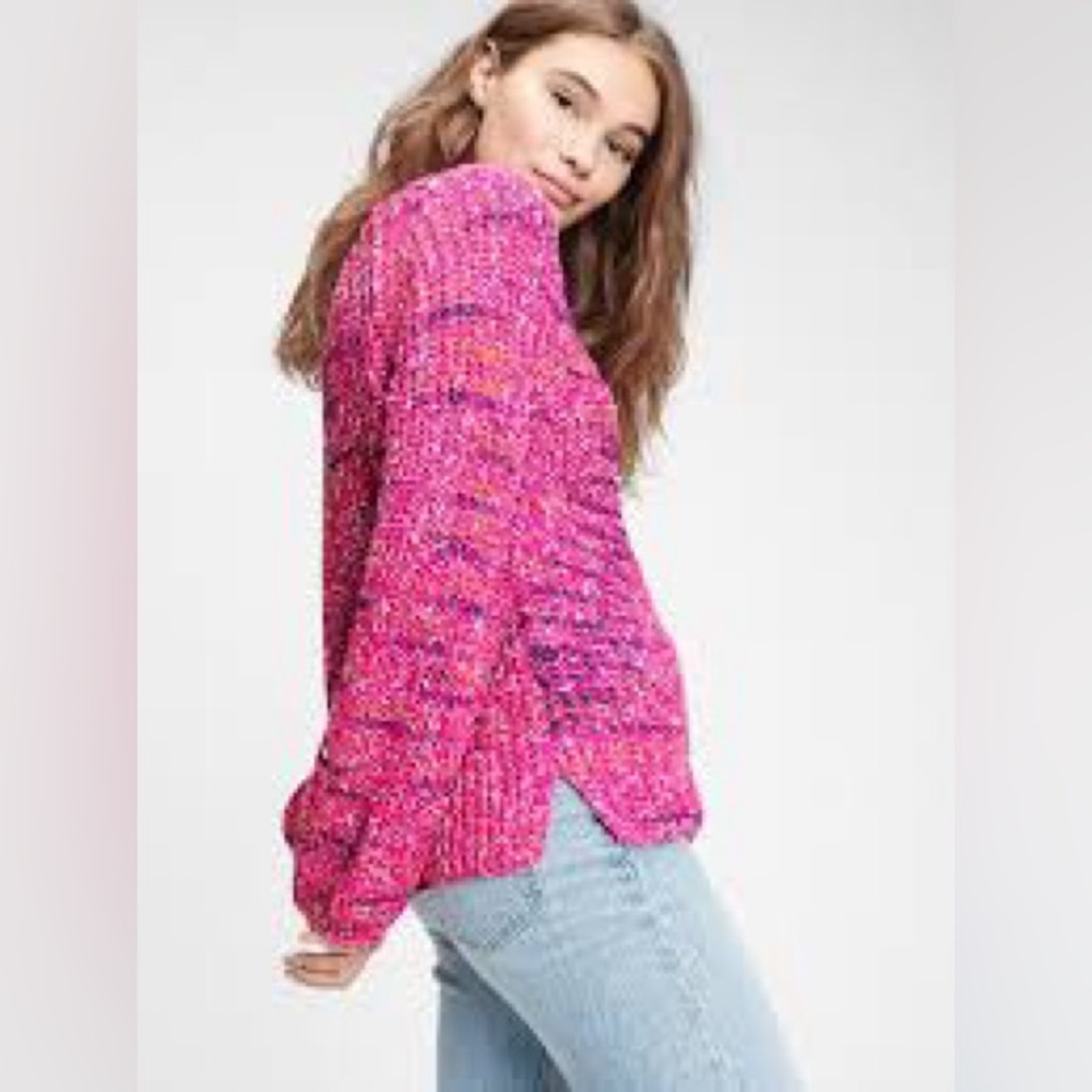 Gap Pink Marled Mock Neck Knit Sweater Size Small
